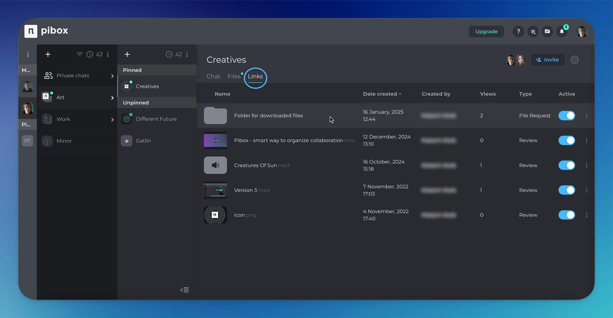 File request feature in Pibox